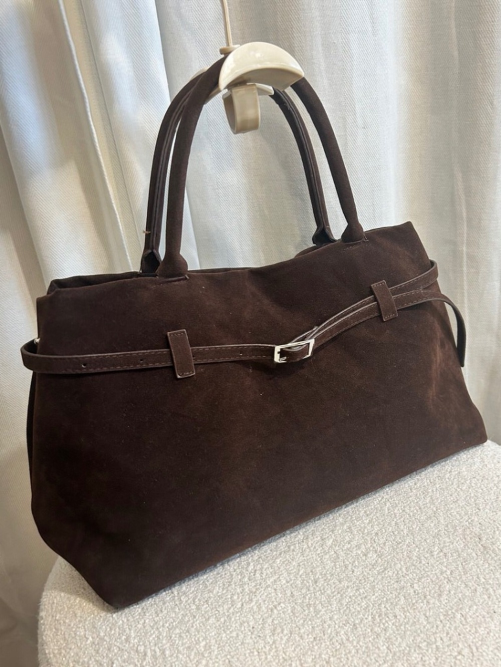 Chocolate Brown Microsuede Carryall Tote |Quiet Luxury Inspired |Fits 13" Laptop